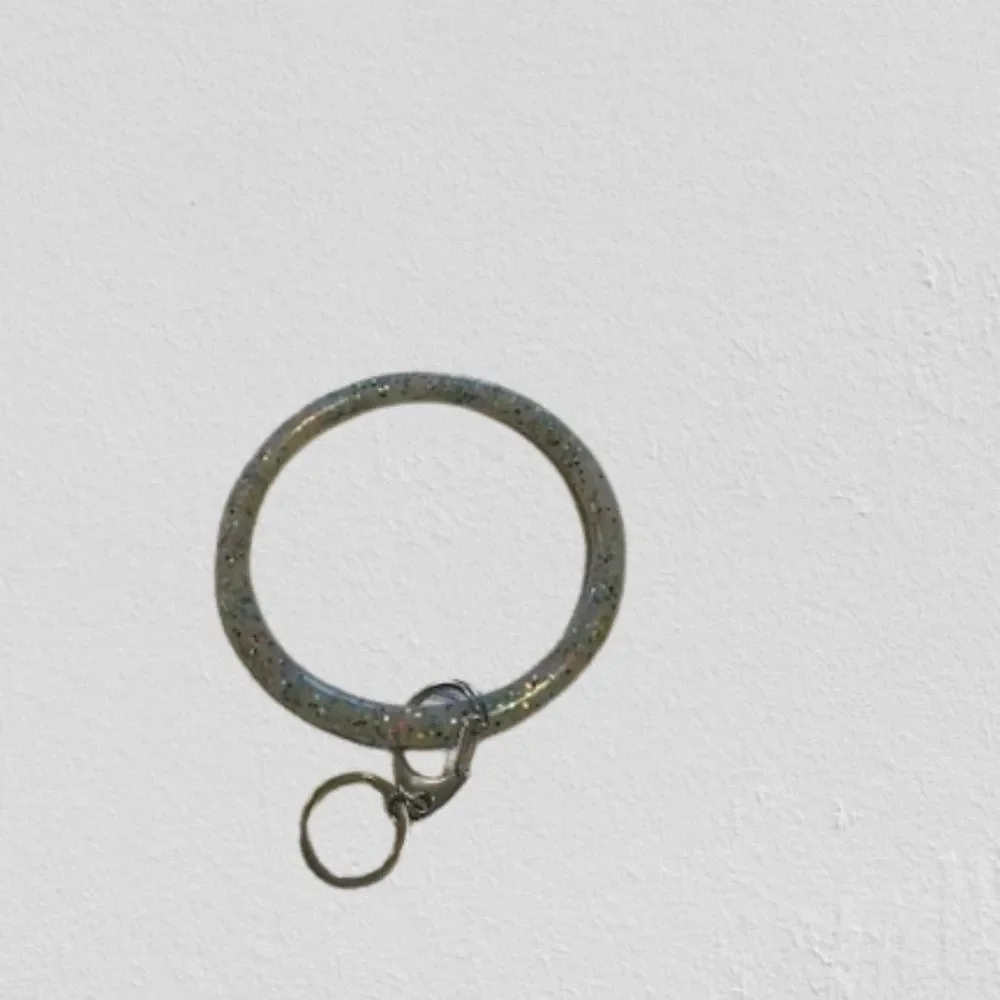 Clear with Glitter Bangle Bracelet, Key Ring 4374 NWT Boutique